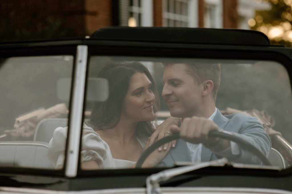Vintage car engagement photo inspiration