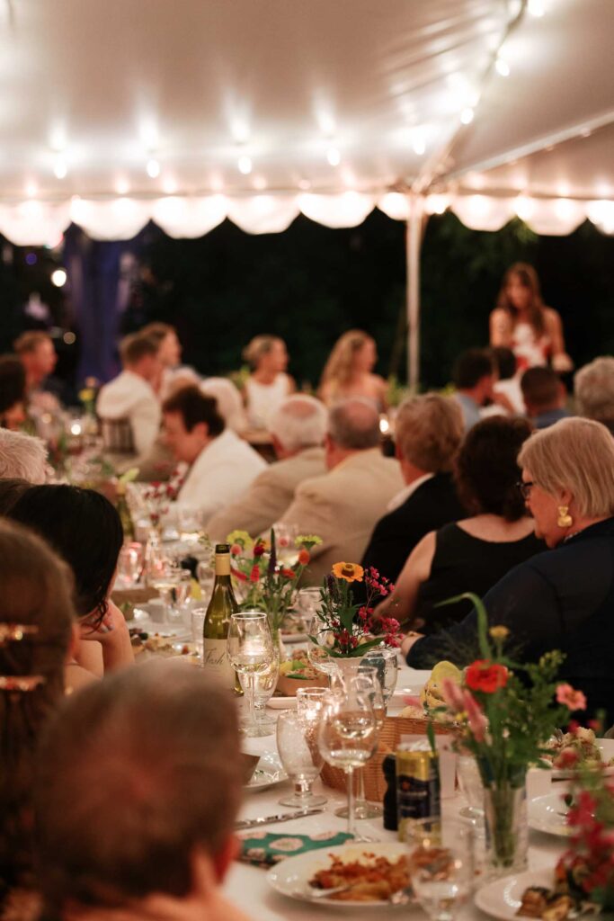 Tented wedding reception Cape Cod Backyard Wedding