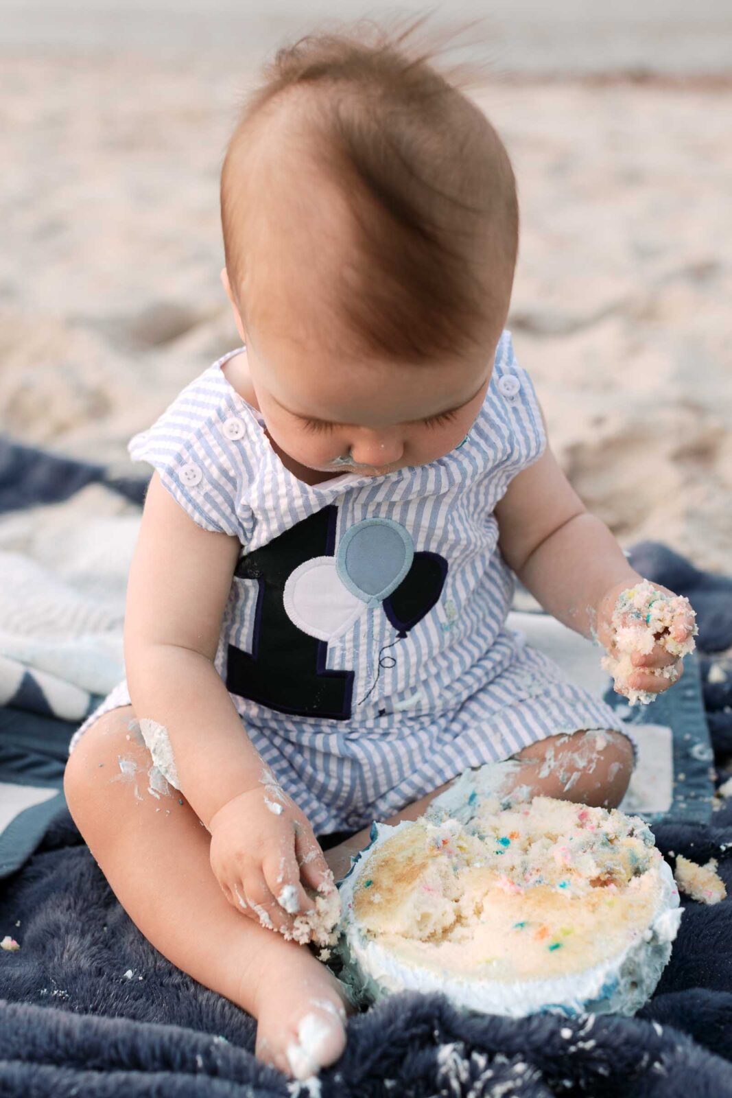 MA family photos - cake smash on the beach ideas