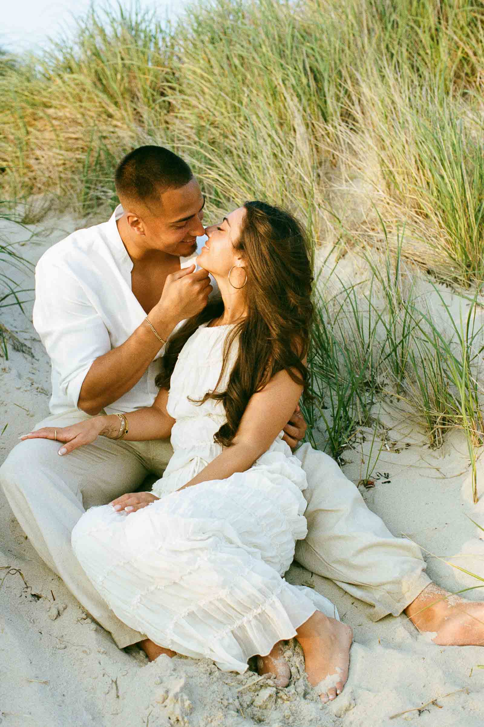Couples Beach Engagement Photo Inspiration - Film Photography - RI Wedding Photographer