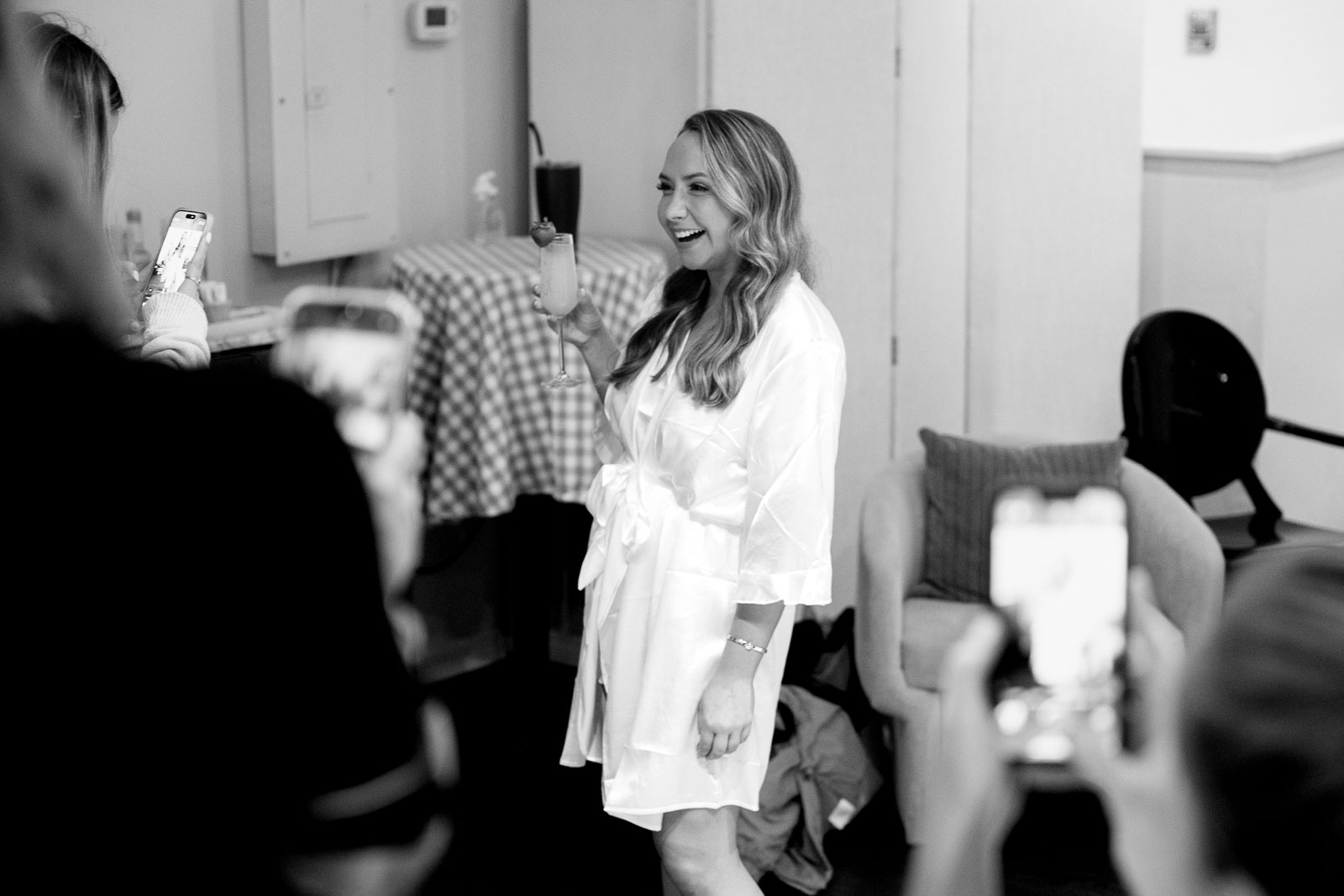 Sarah Getting Ready at Little Gold In Newport RI before her The Bohlin Wedding
