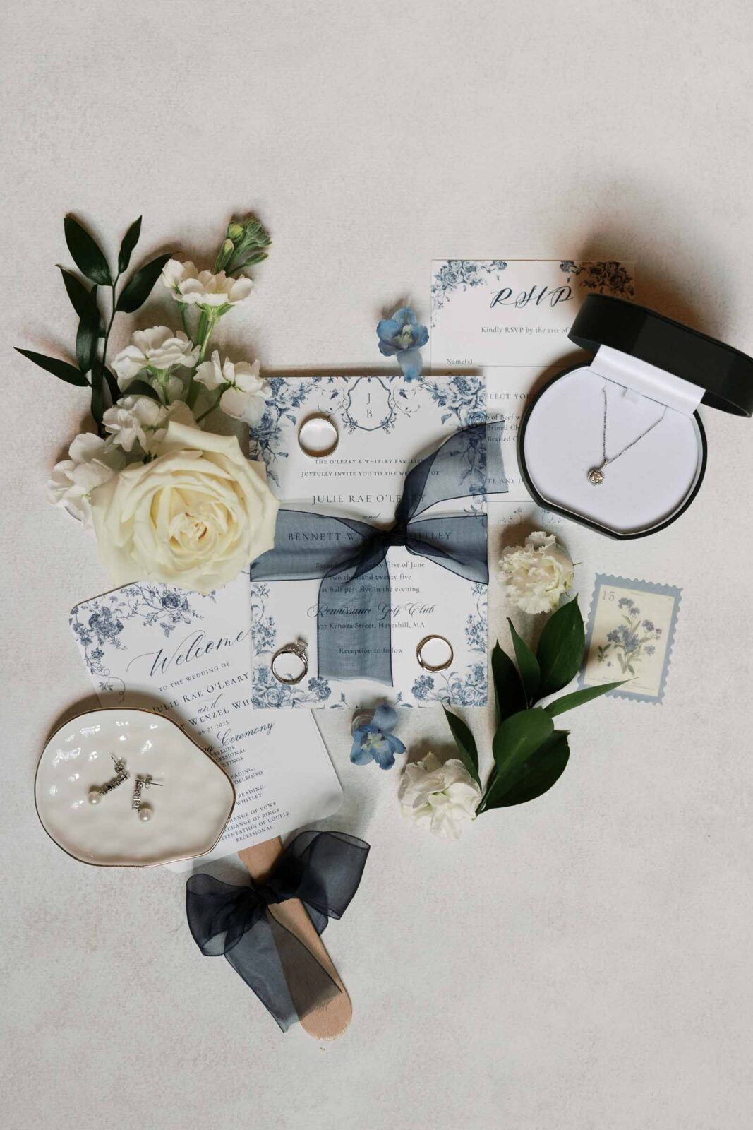 Flat lay of details from Renaissance Golf Club Wedding