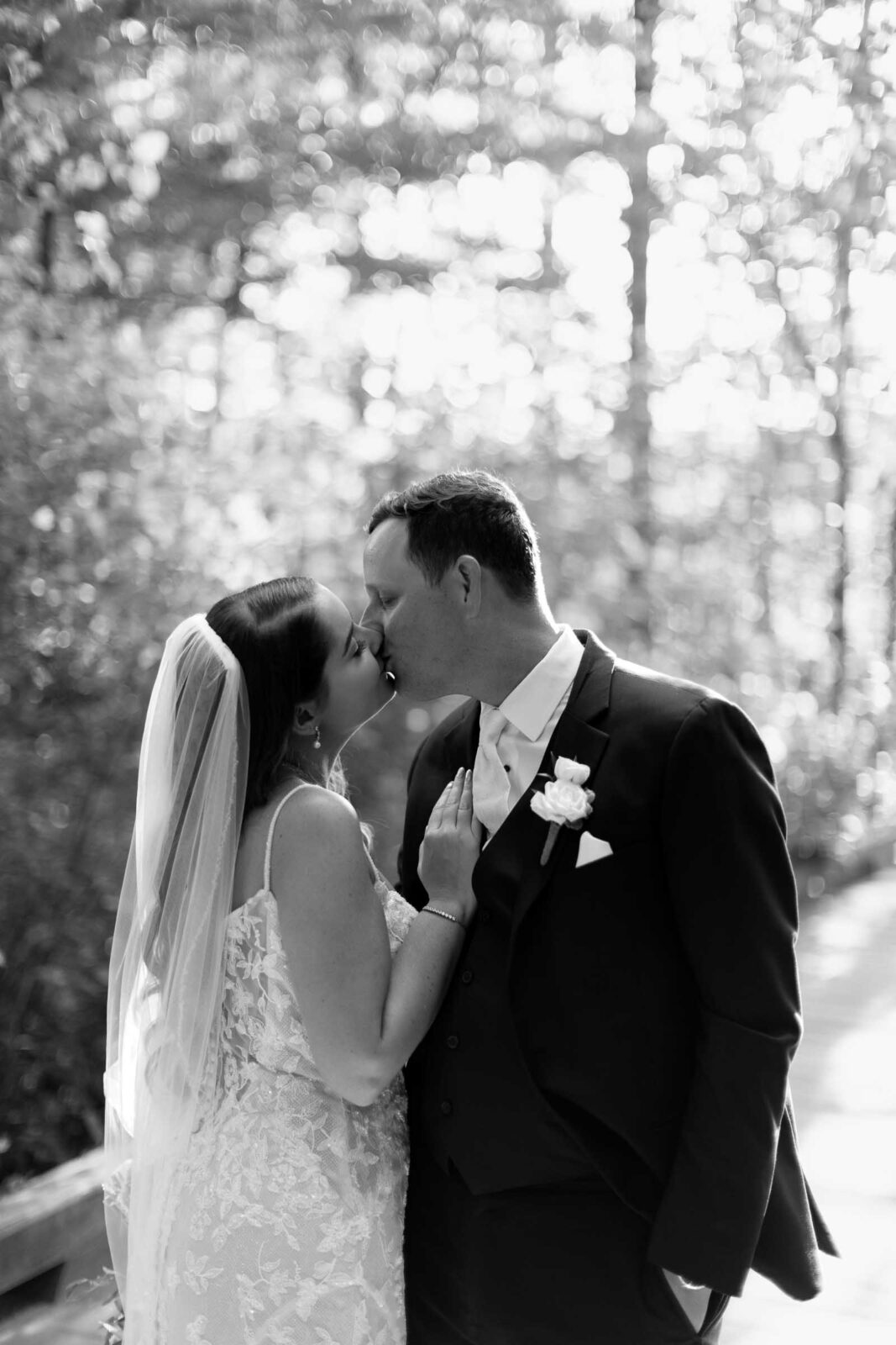 Bride & groom kiss for portrait at Renaissance Golf Club Wedding | Haverhill MA