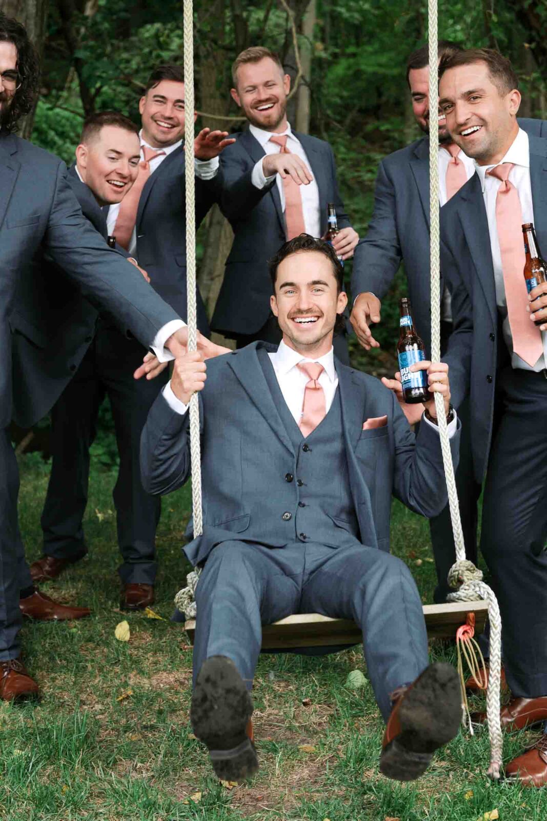 Groomsmen and groom get ready before Grand View Mendon MA Wedding