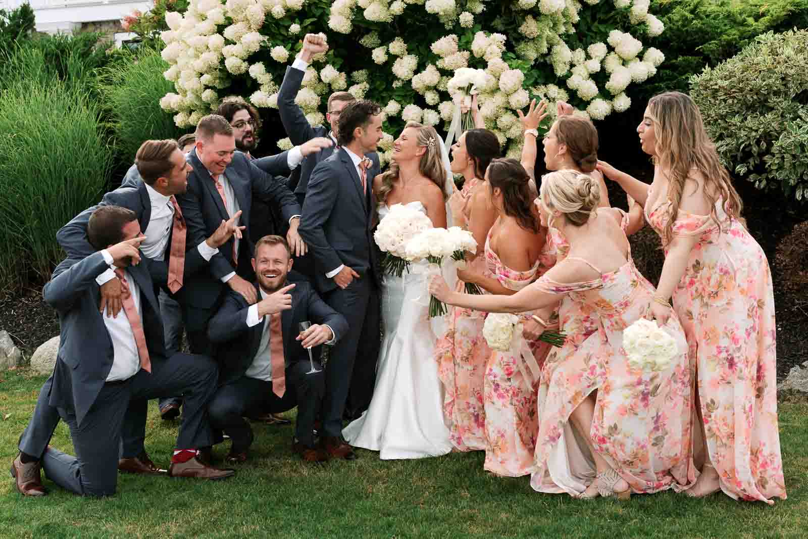 Bridal Party before Grand View Mendon MA Wedding