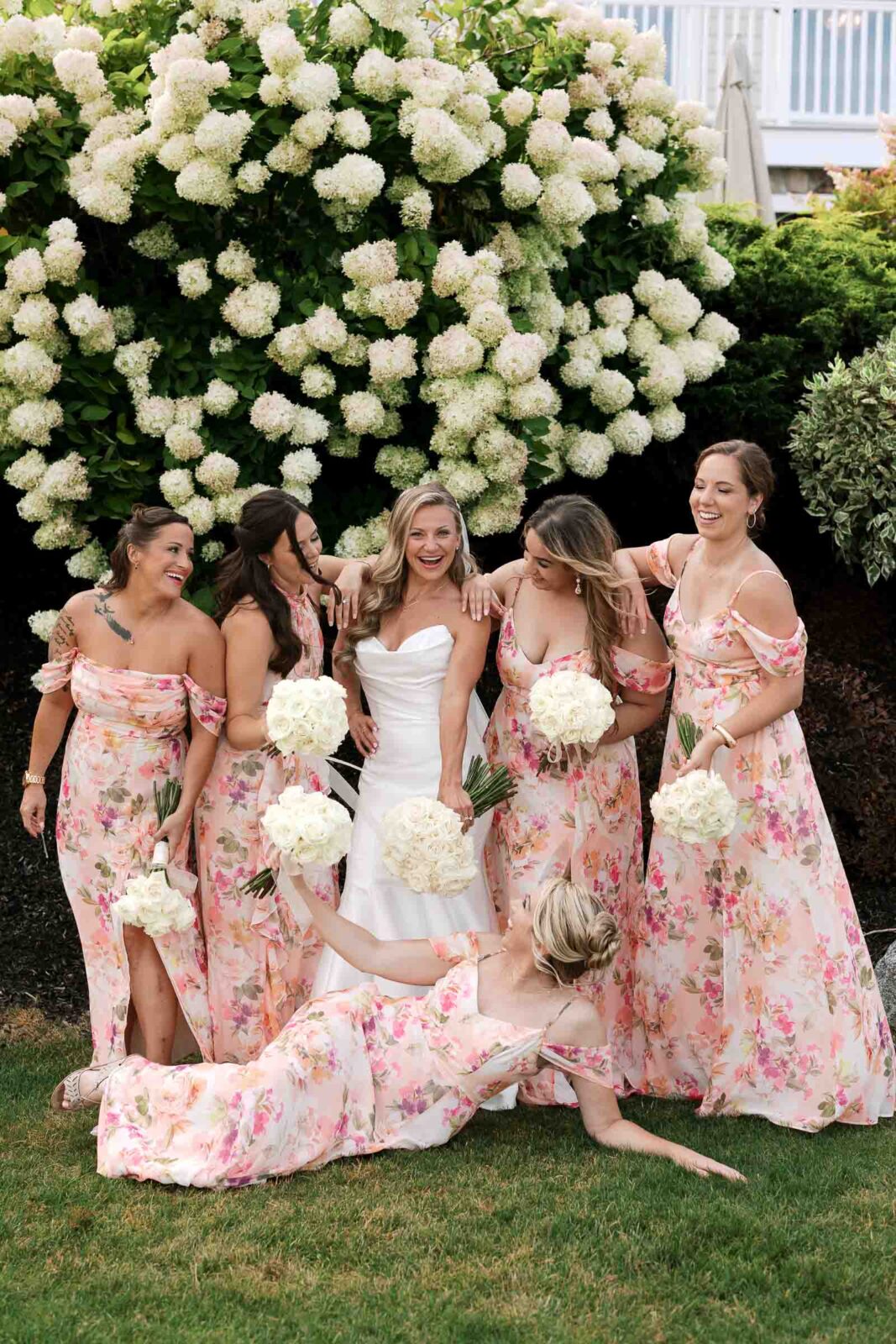 Bridesmaids celebrate before Grand View Mendon MA Wedding