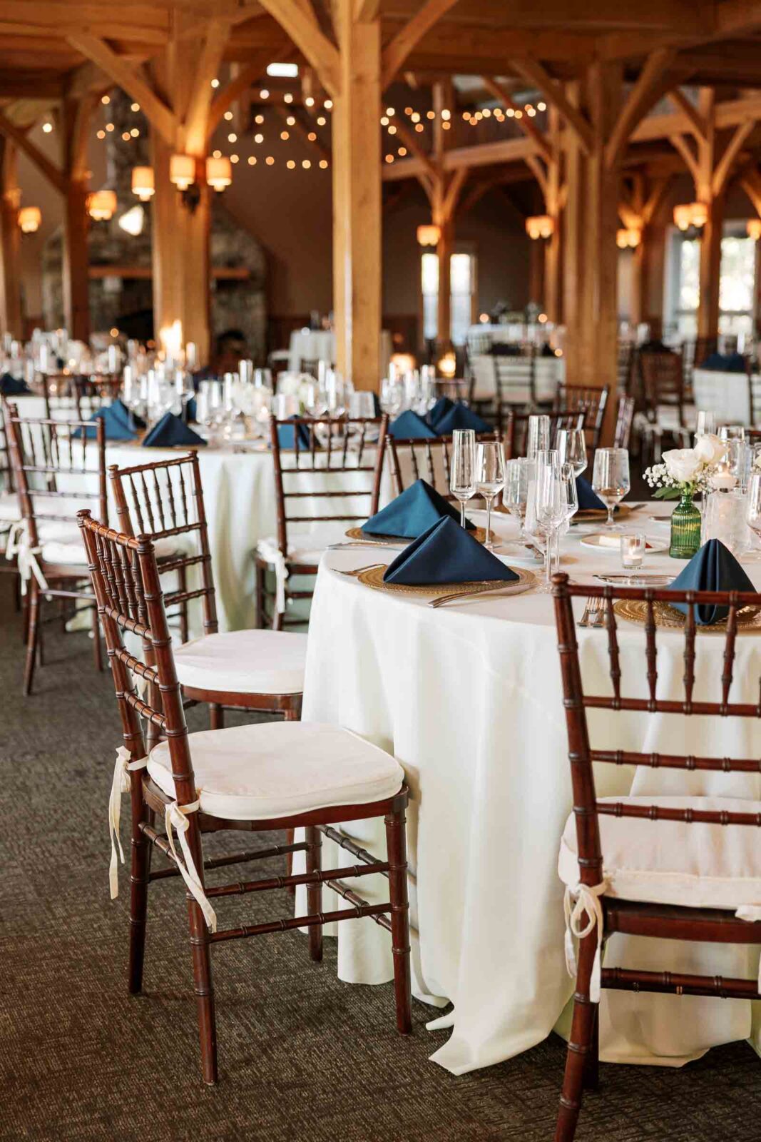 Table setup during fall Harrington Farm Wedding in MA