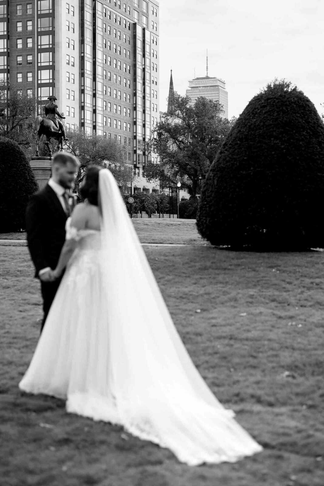 Boston Public Garden Bride & Groom Portraits - UMASS Club Wedding